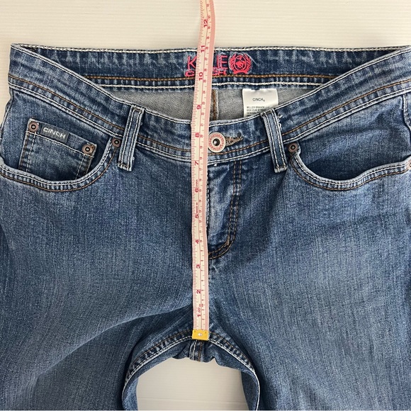 Cinch Ladies Kylie Slim Denim Jeans Mid Rise Embroidered Size 27/3 L (AU 9 Long) - Picture 12 of 14